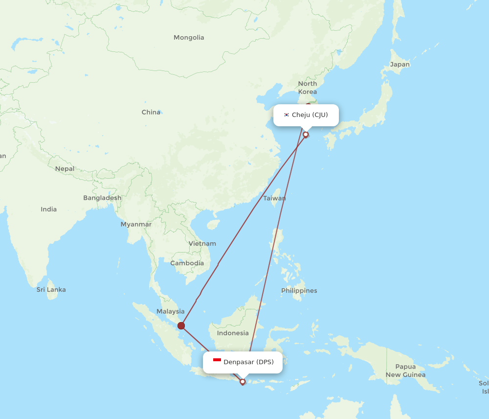 CJU-DPS flight routes