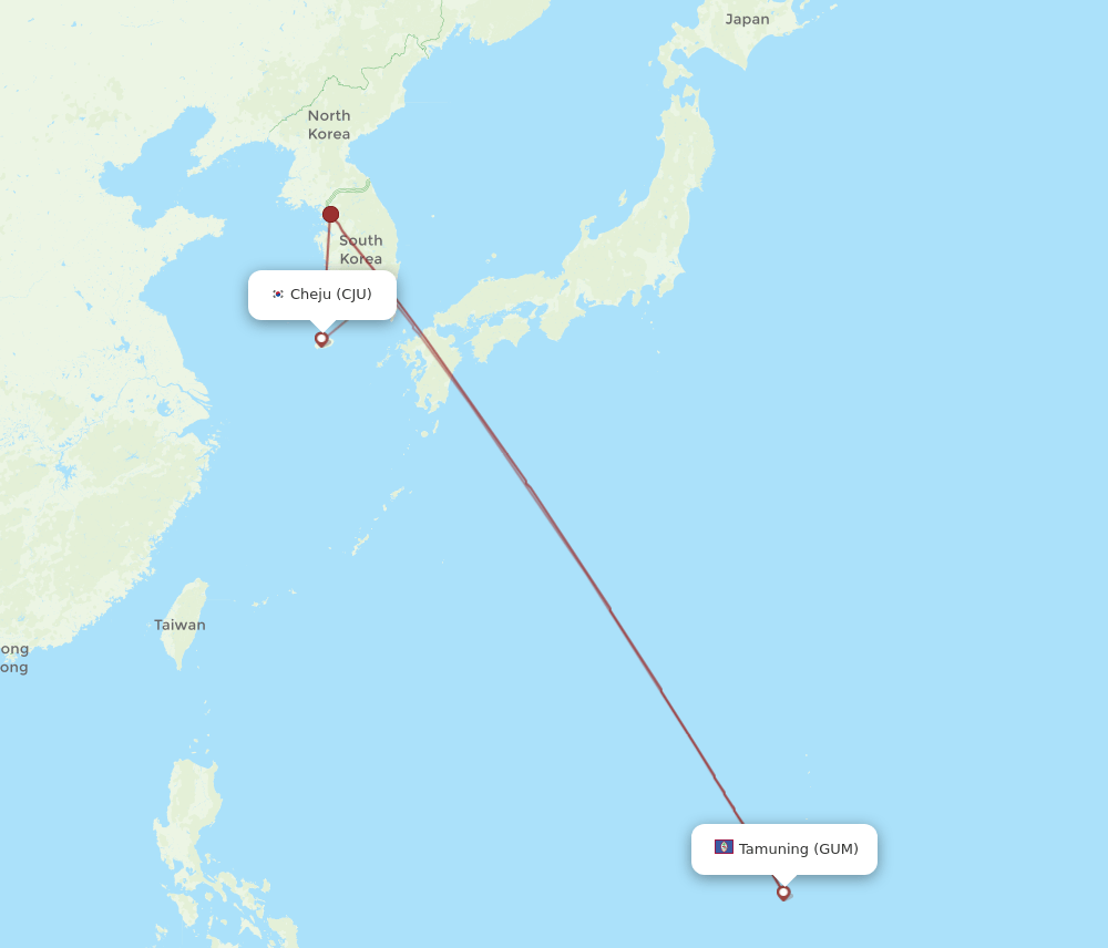 CJU-GUM flight routes