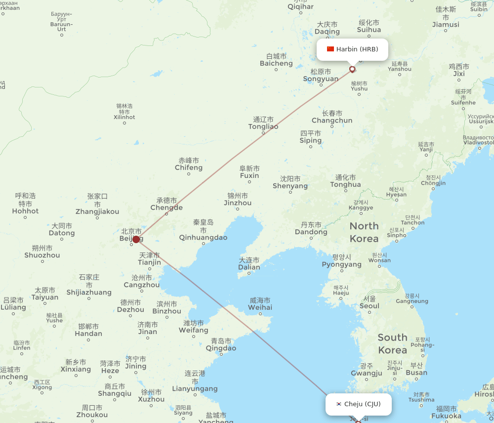 CJU-HRB flight routes