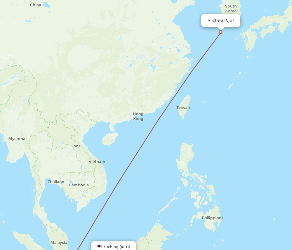 CJU-KCH flight routes