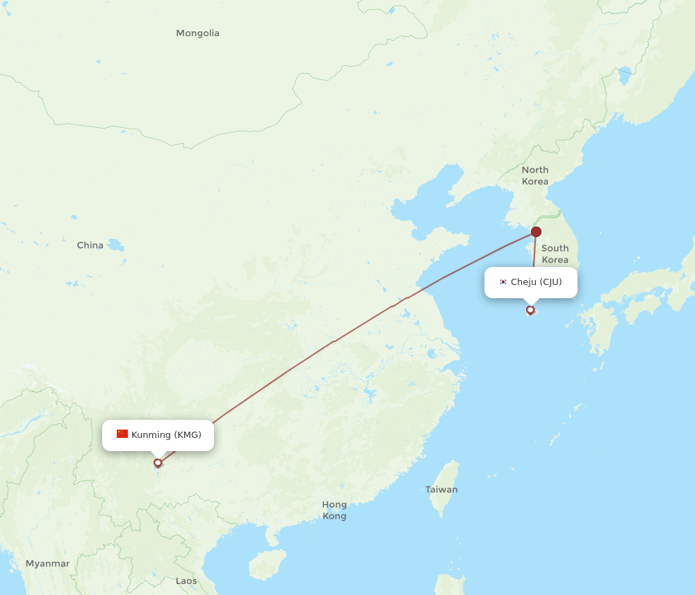 CJU-KMG flight routes