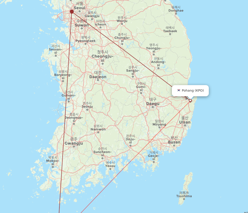 CJU to KPO flights and routes map