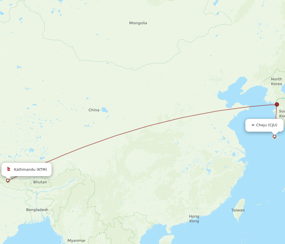 CJU-KTM flight routes