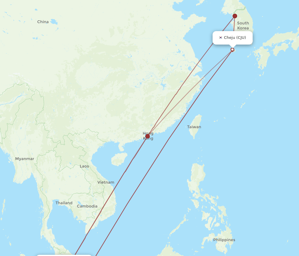 CJU-KUL flight routes