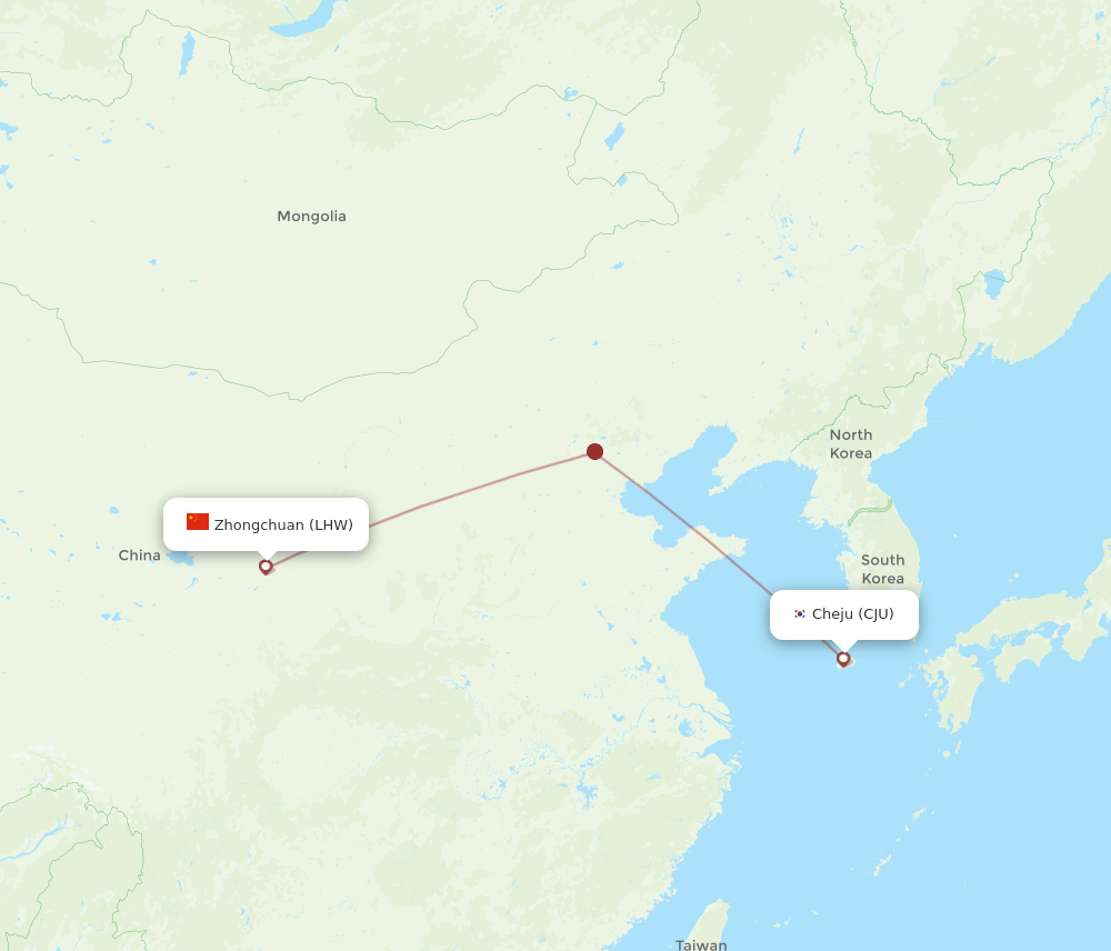 LHW to CJU flights and routes map