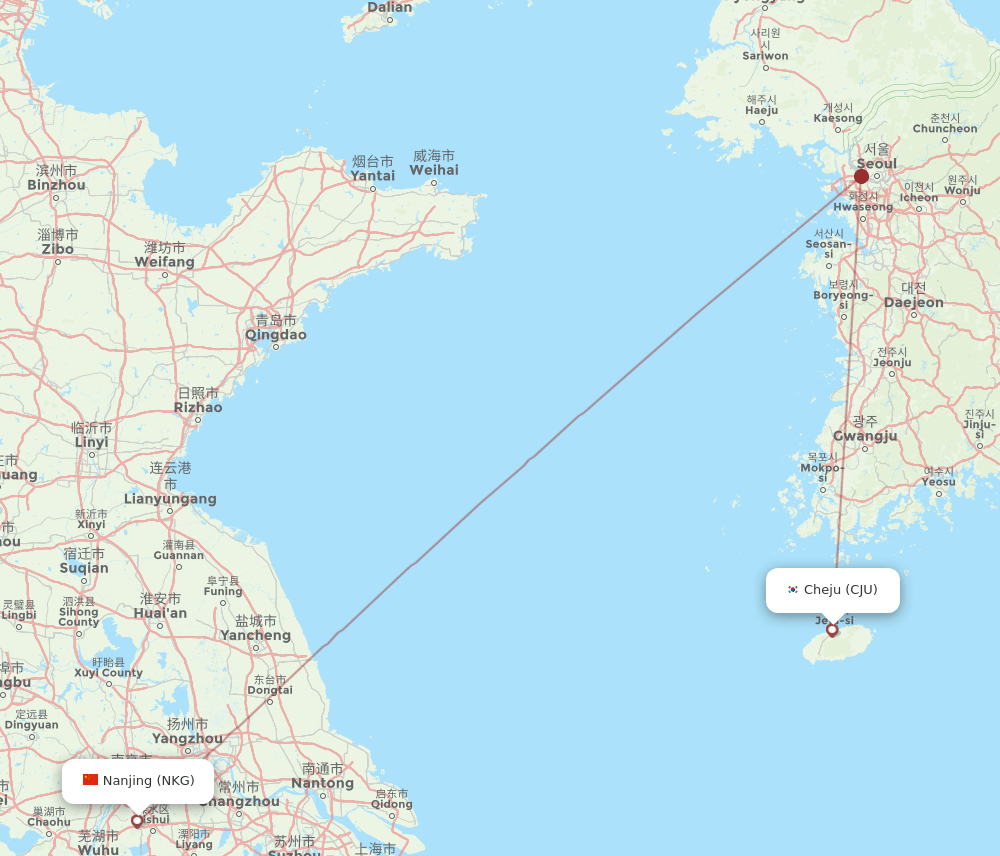 CJU-NKG flight routes