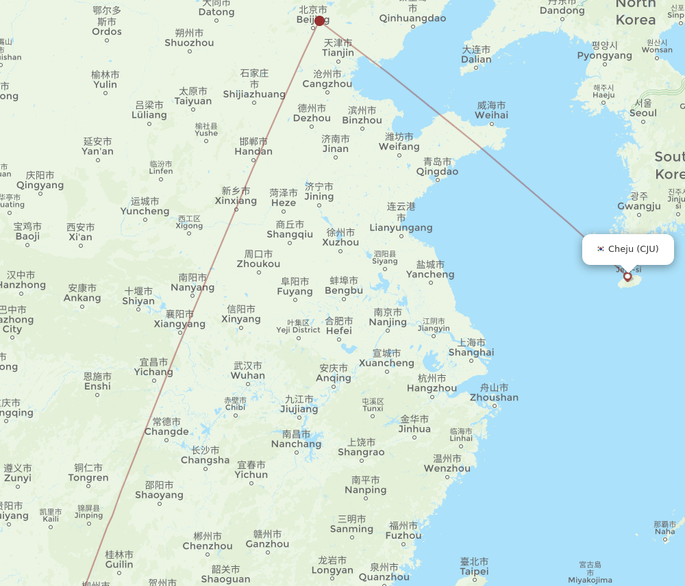 CJU-NNG flight routes