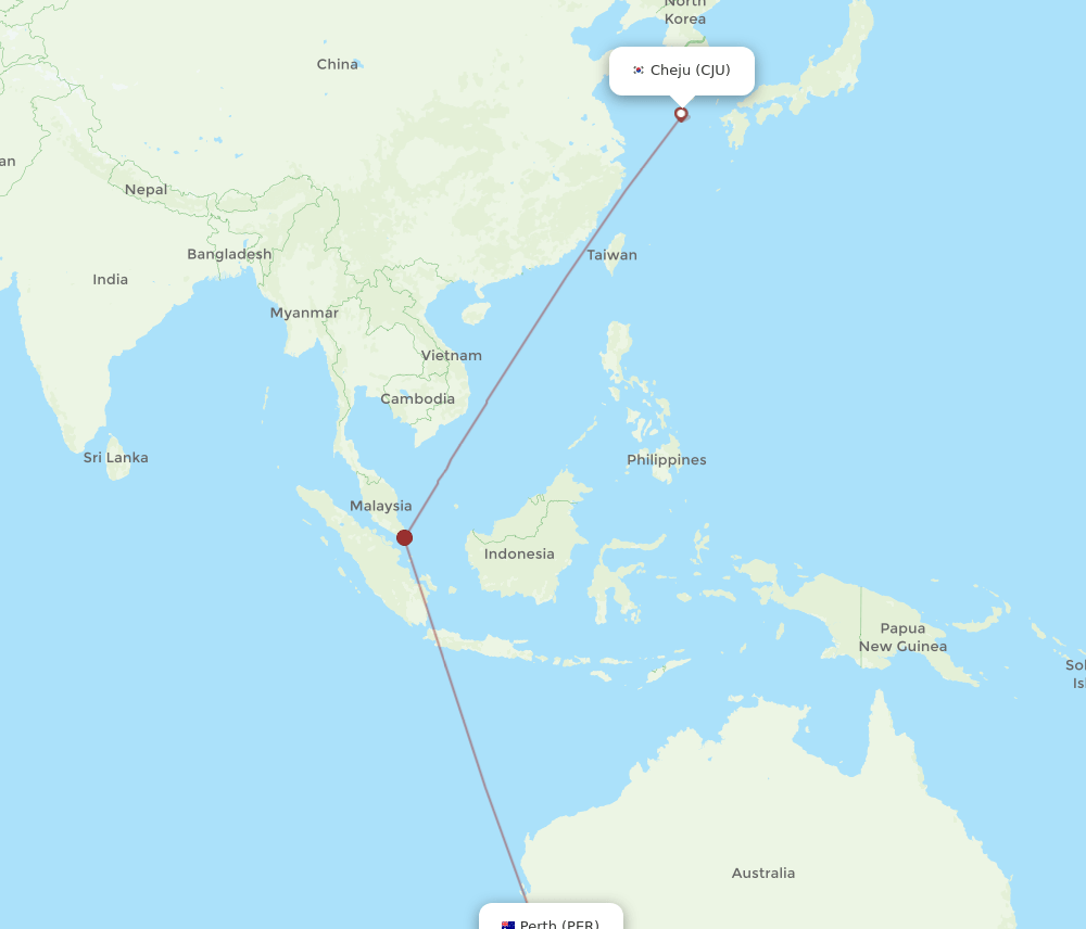 CJU-PER flight routes