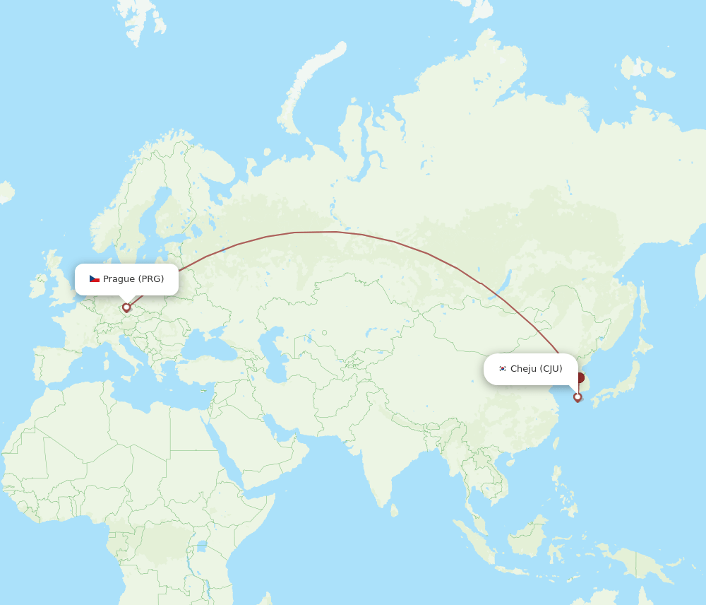 CJU to PRG flights and routes map