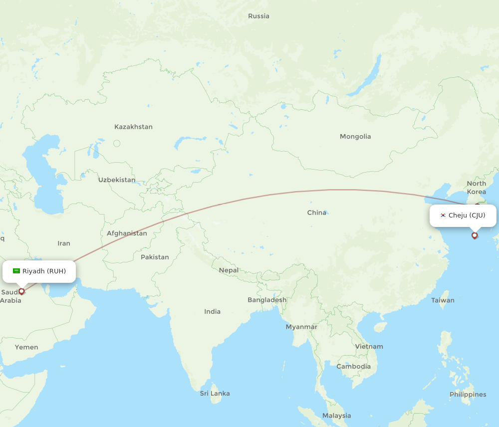 CJU-RUH flight routes