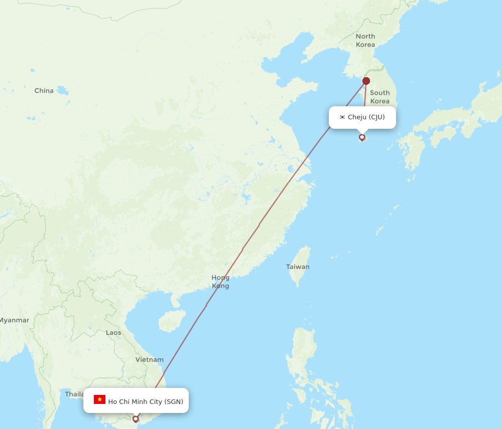 CJU to SGN flights and routes map