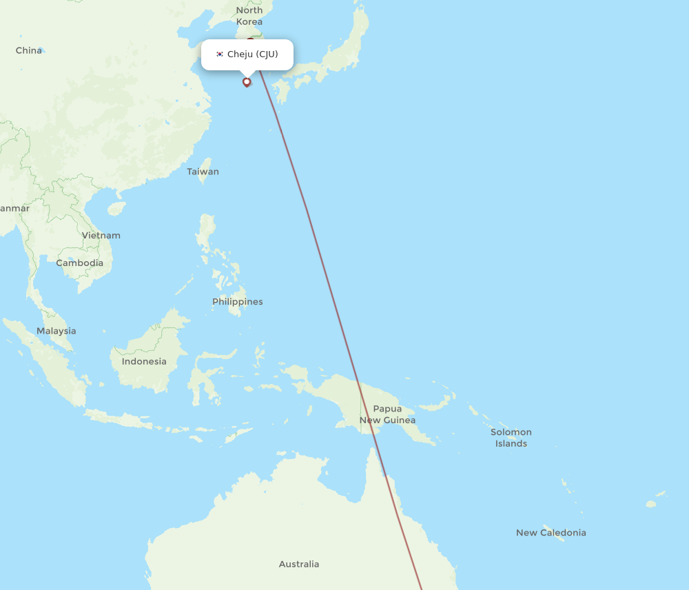CJU to SYD flights and routes map