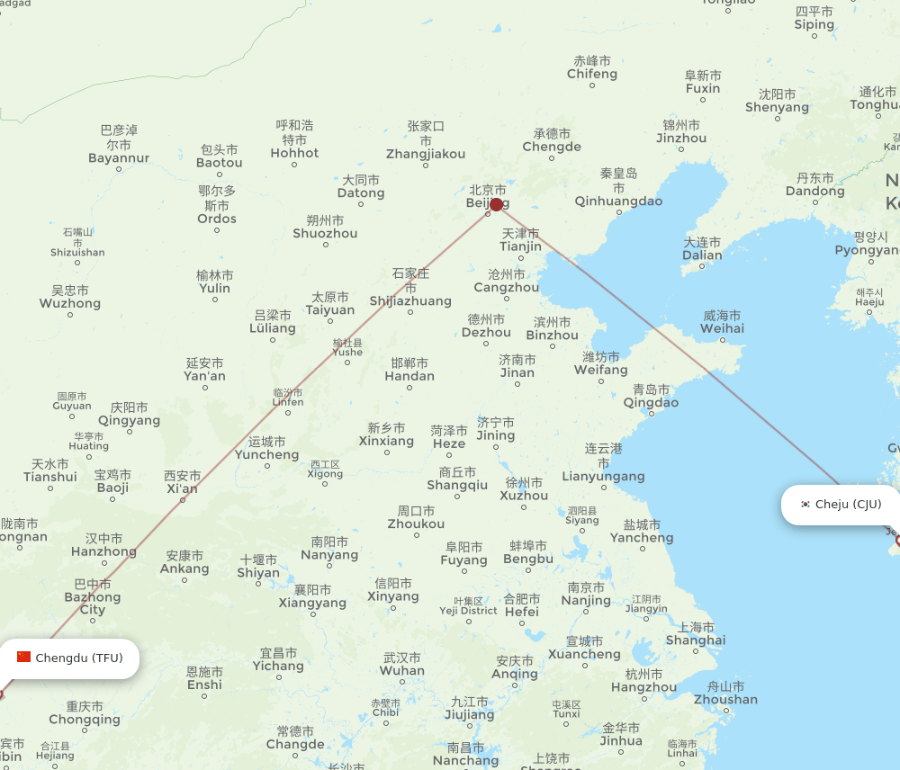 CJU-TFU flight routes