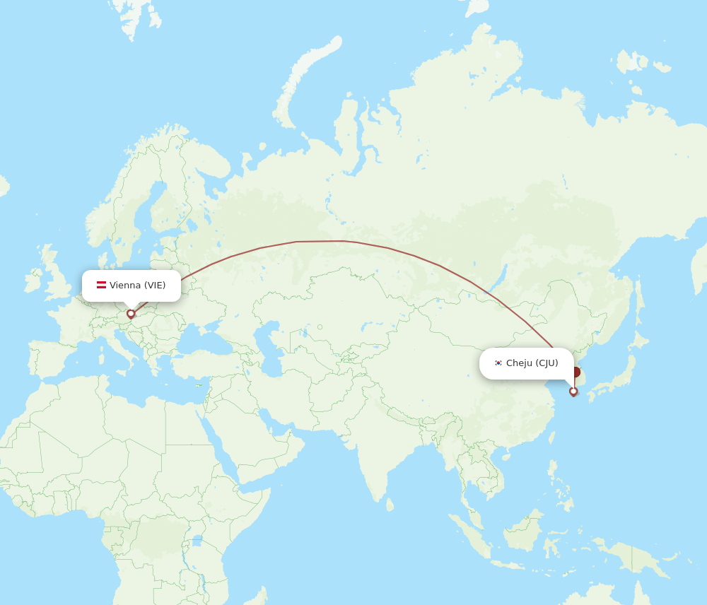 CJU to VIE flights and routes map