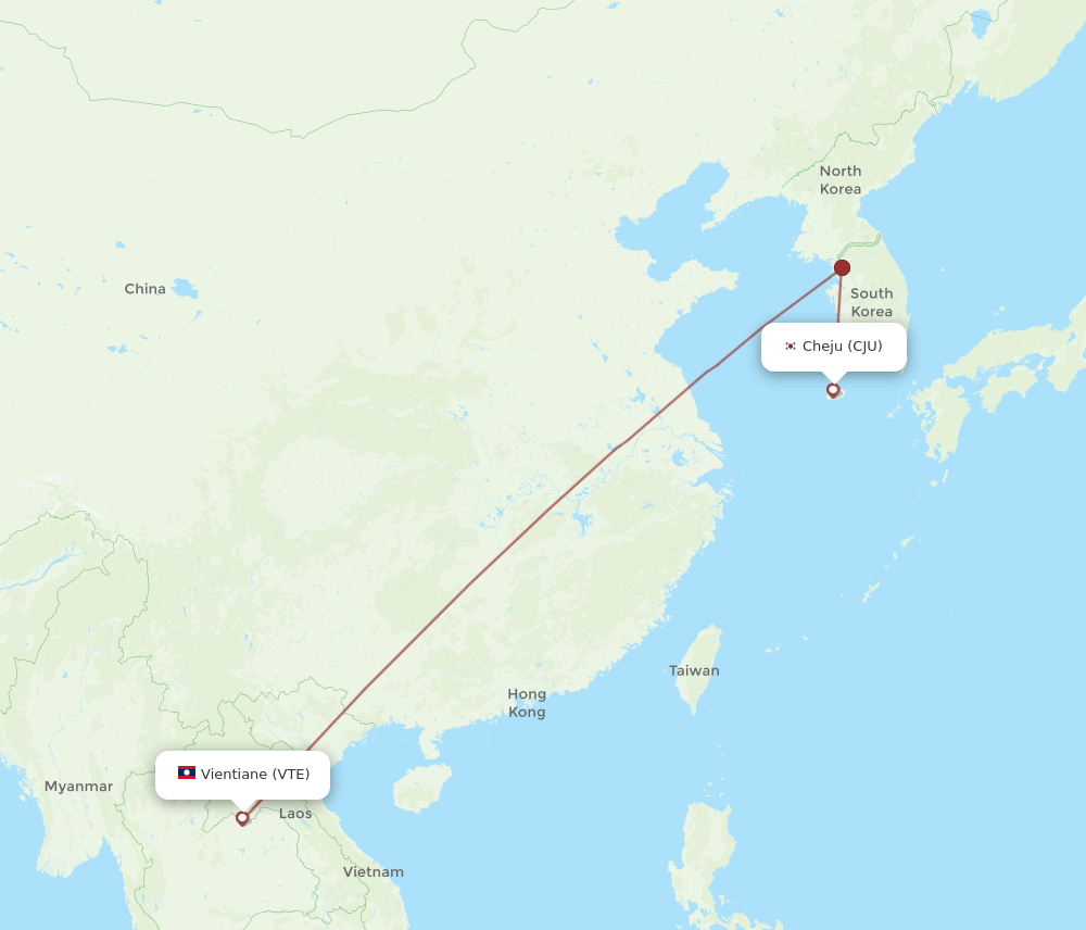 CJU to VTE flights and routes map