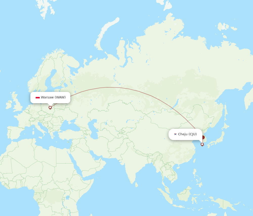 CJU-WAW flight routes