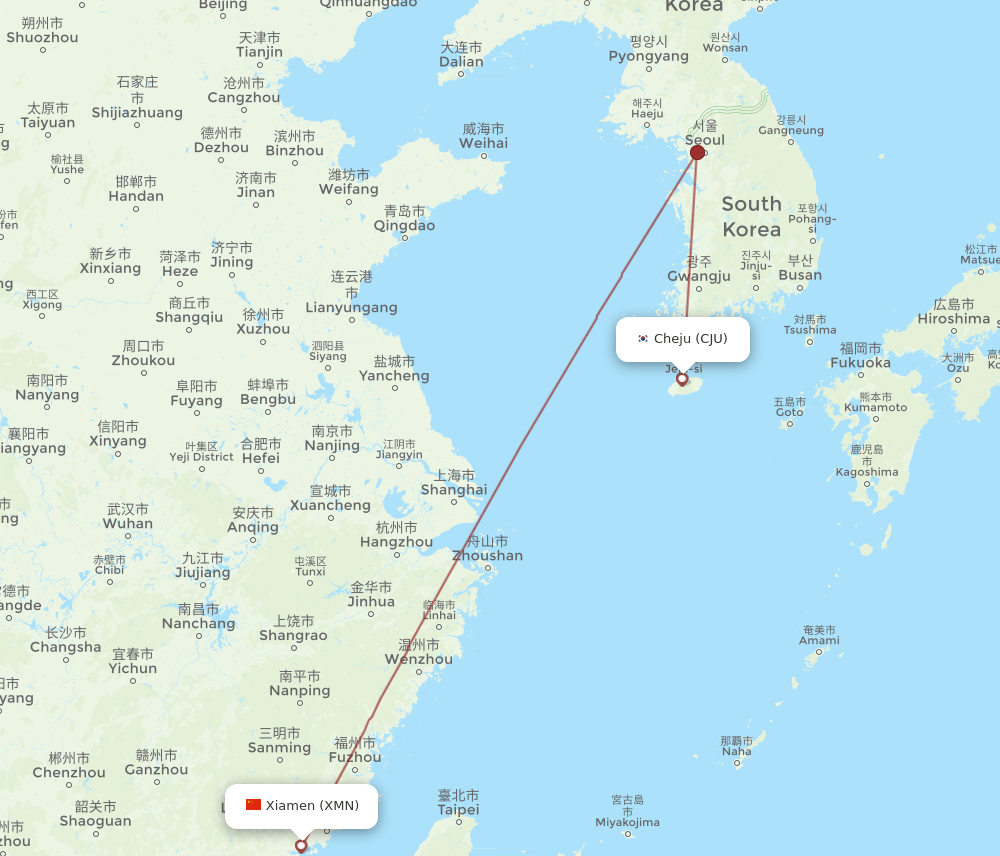 CJU-XMN flight routes