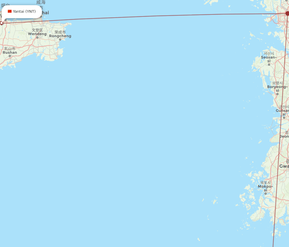 CJU-YNT flight routes