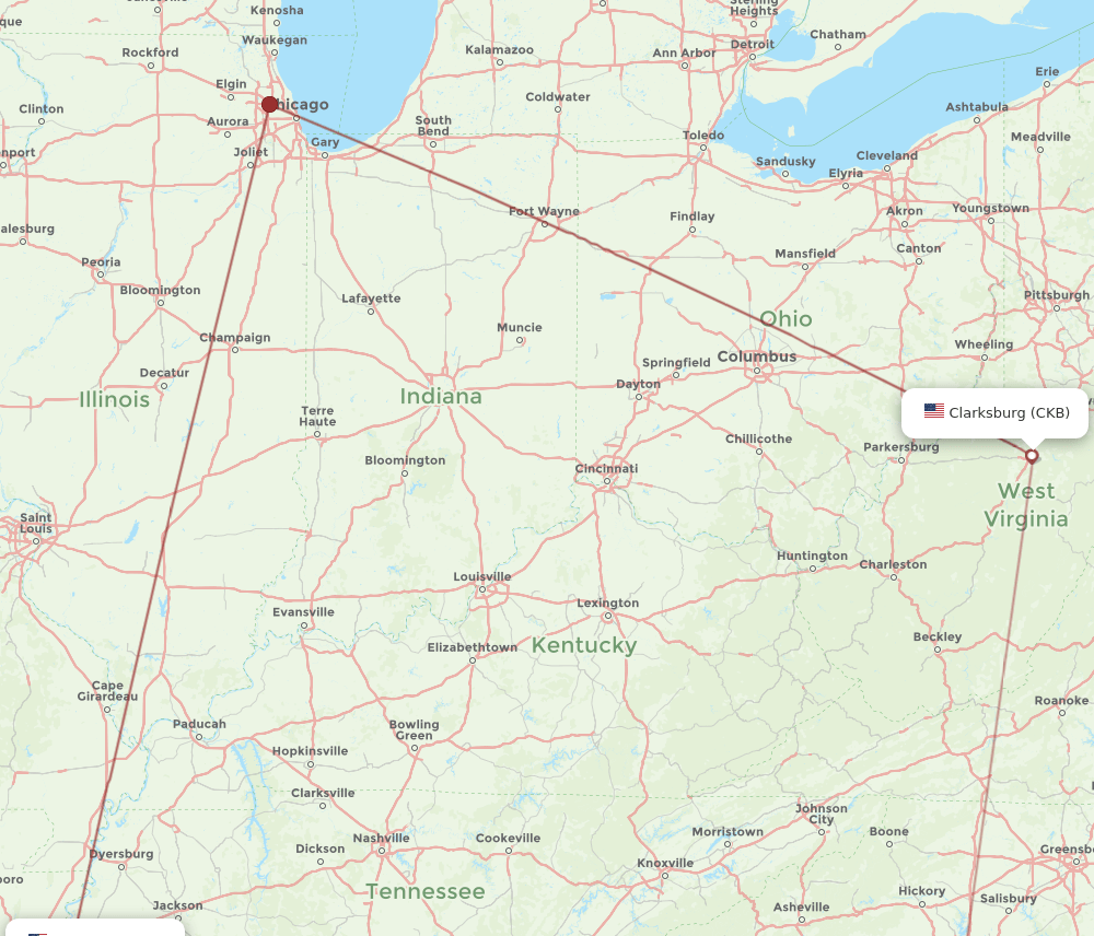 CKB-MEM flight routes