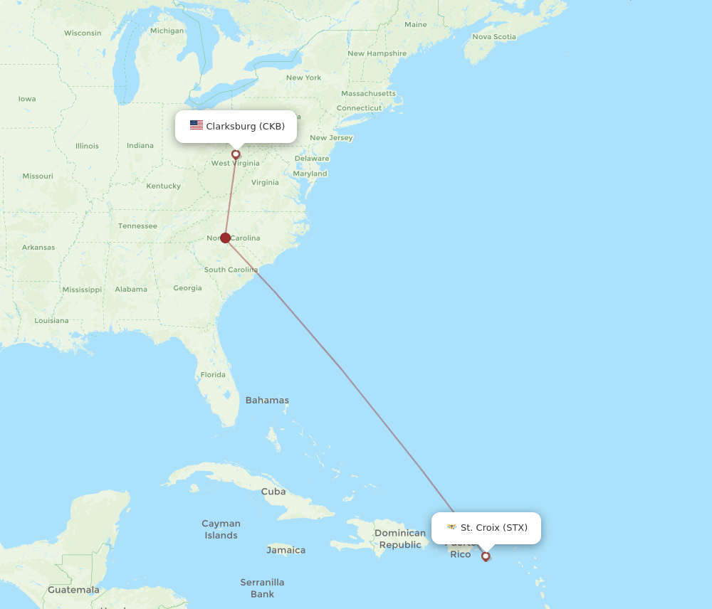 CKB-STX flight routes
