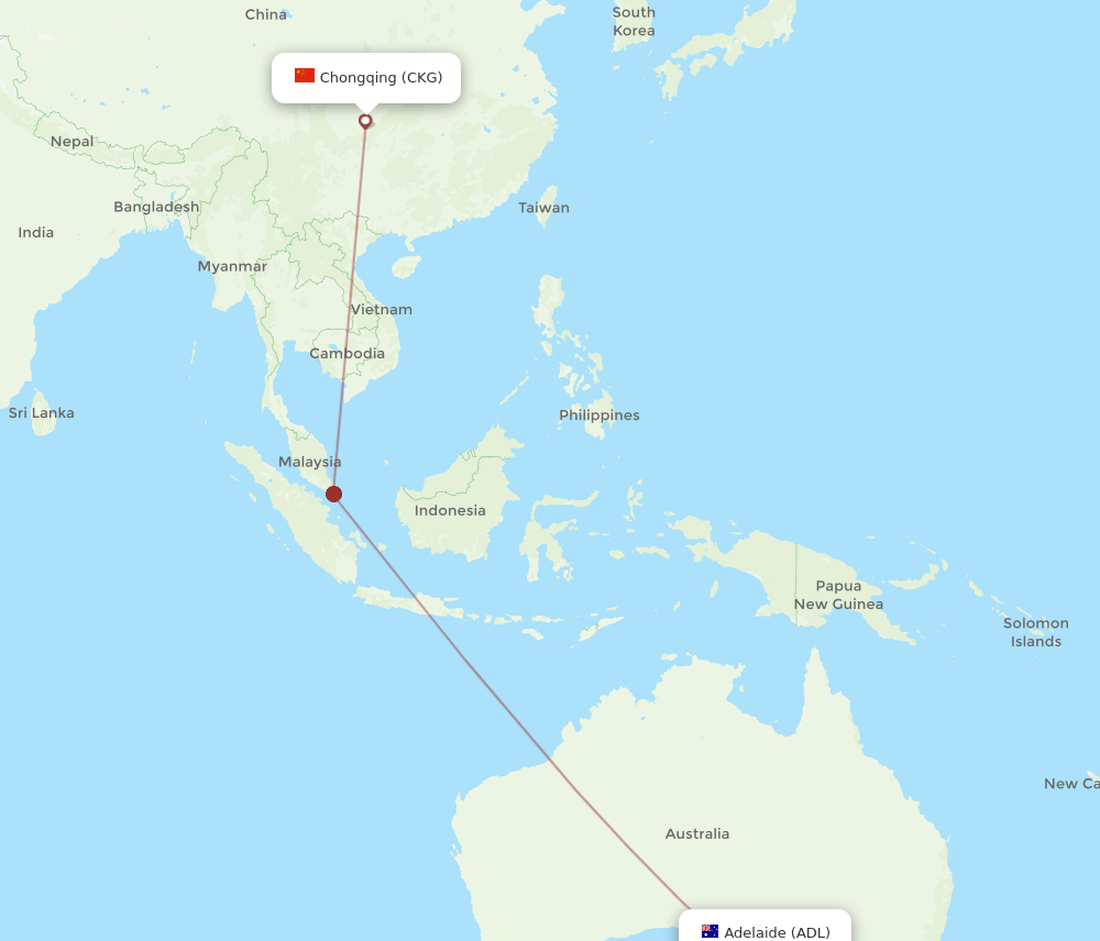 CKG-ADL flight routes