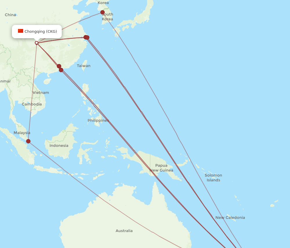 CKG-AKL flight routes