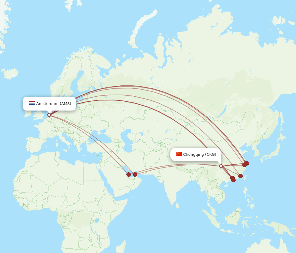 CKG-AMS flight routes
