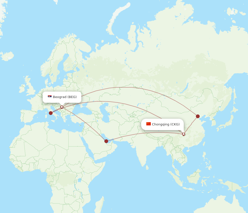 CKG-BEG flight routes