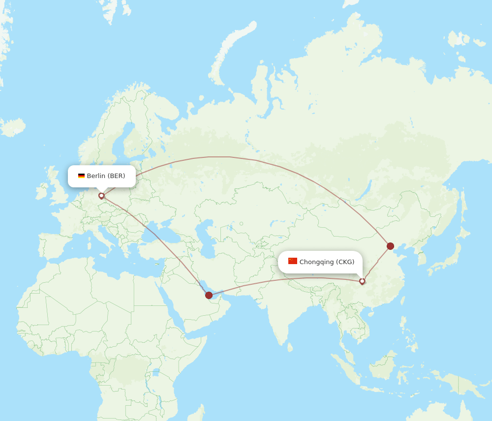 CKG to BER flights and routes map