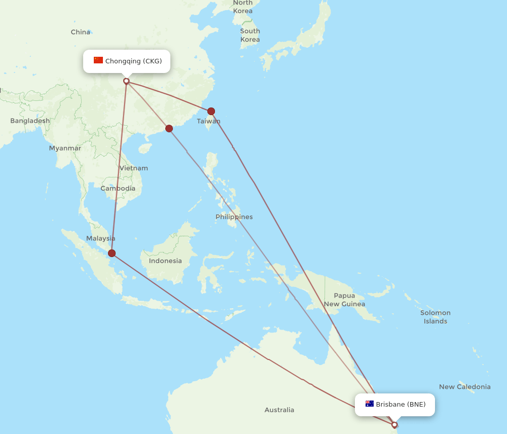 CKG-BNE flight routes