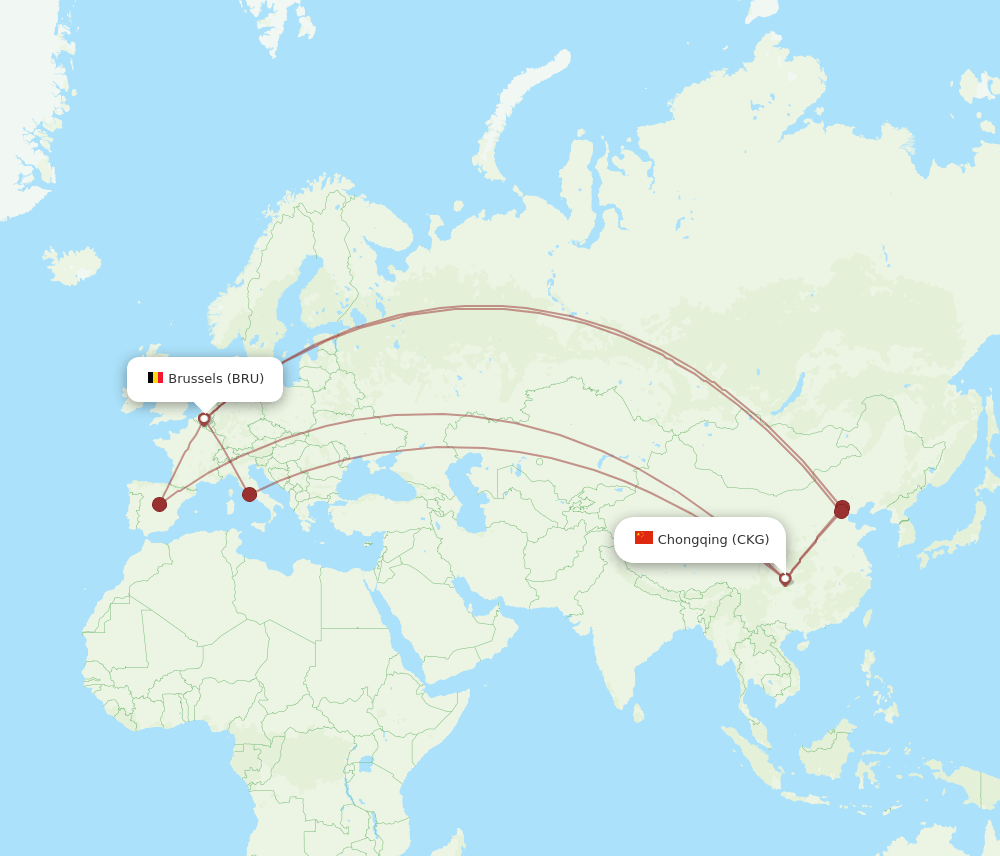 CKG-BRU flight routes