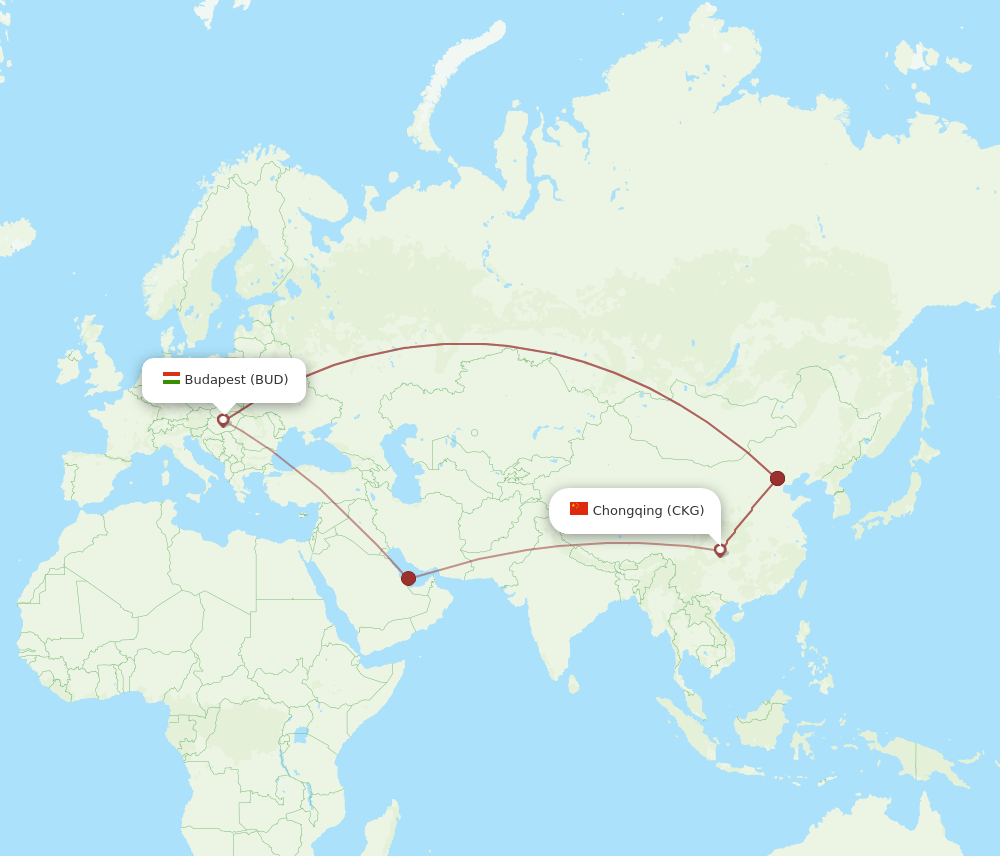 CKG to BUD flights and routes map