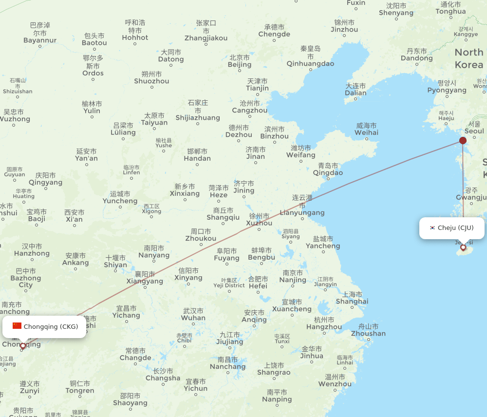 CKG-CJU flight routes