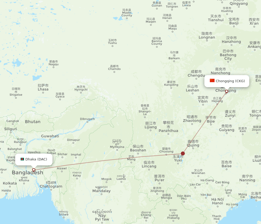 CKG to DAC flights and routes map