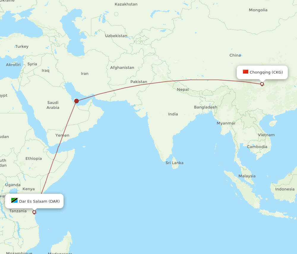 CKG to DAR flights and routes map