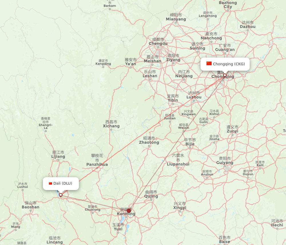 CKG to DLU flights and routes map