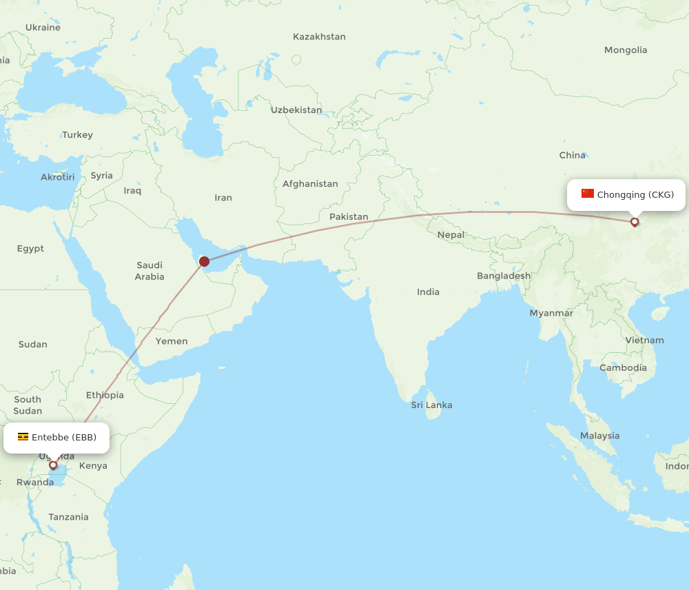 CKG to EBB flights and routes map