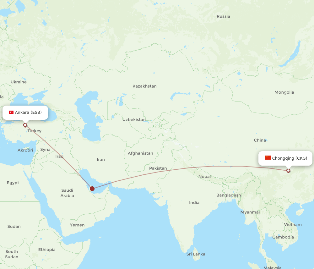 CKG-ESB flight routes