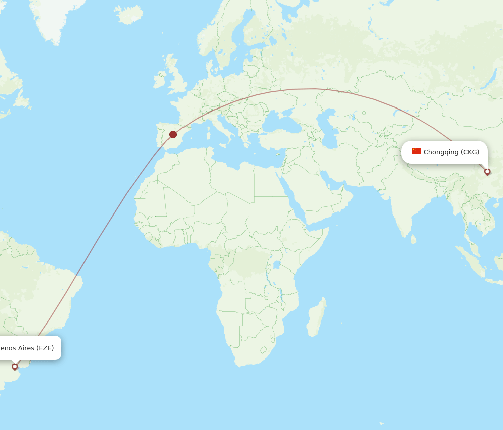 EZE to CKG flights and routes map