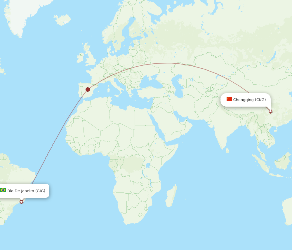 GIG to CKG flights and routes map