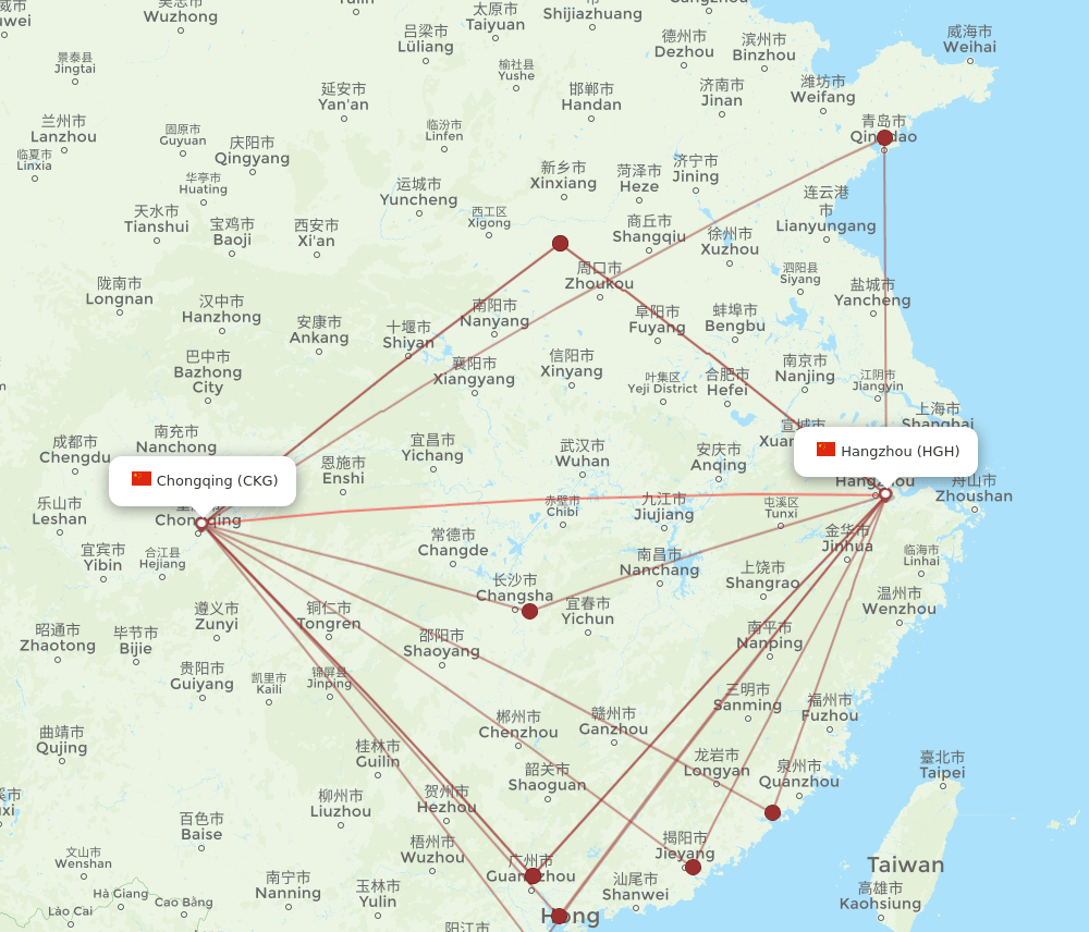 CKG-HGH flight routes