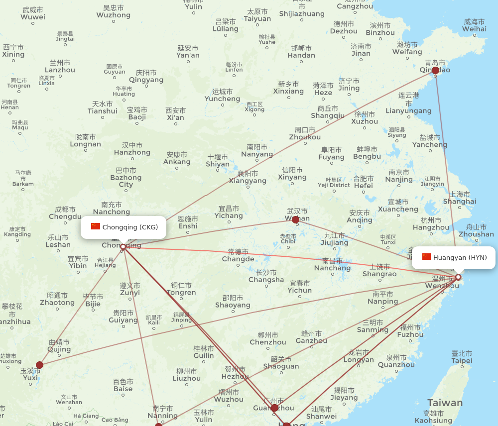 CKG to HYN flights and routes map