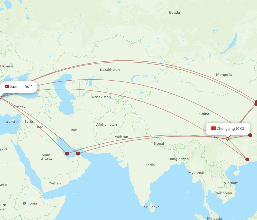 CKG-IST flight routes
