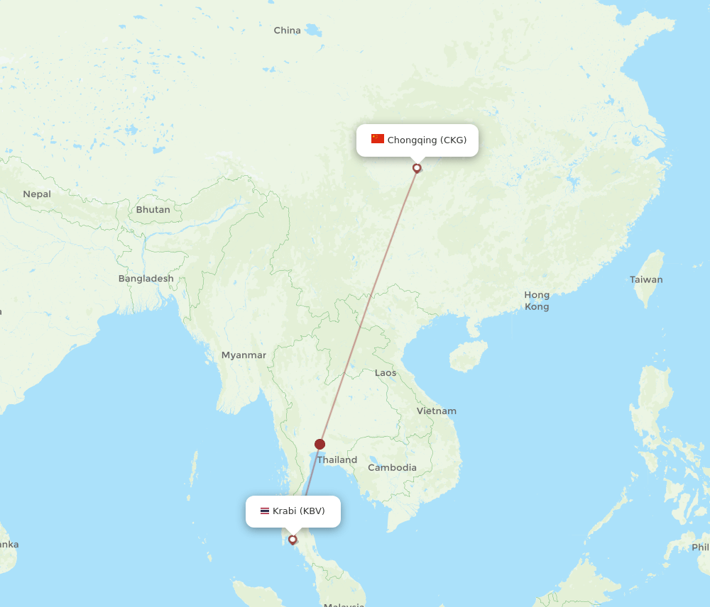 CKG-KBV flight routes