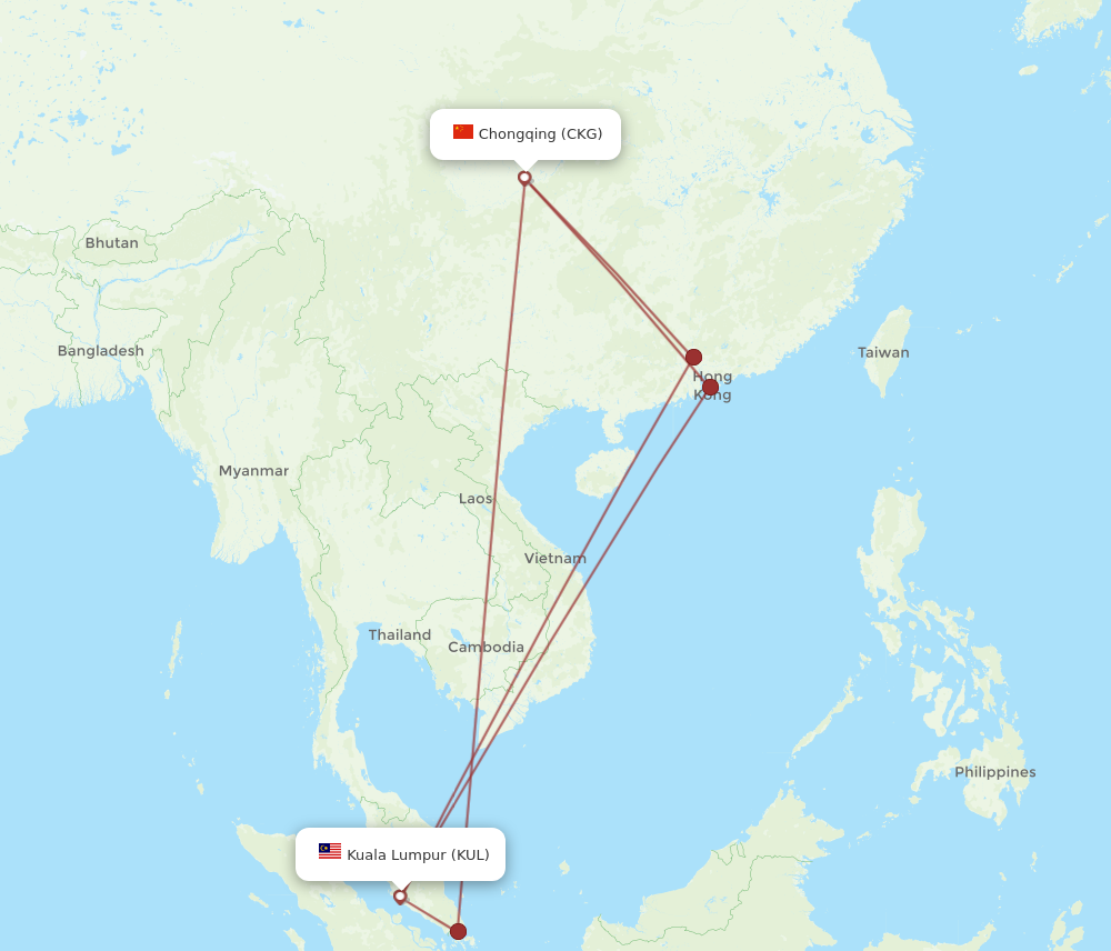 CKG to KUL flights and routes map
