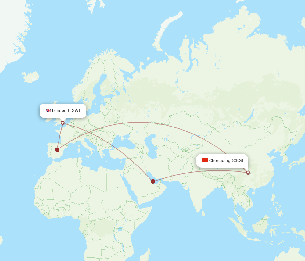 CKG-LGW flight routes