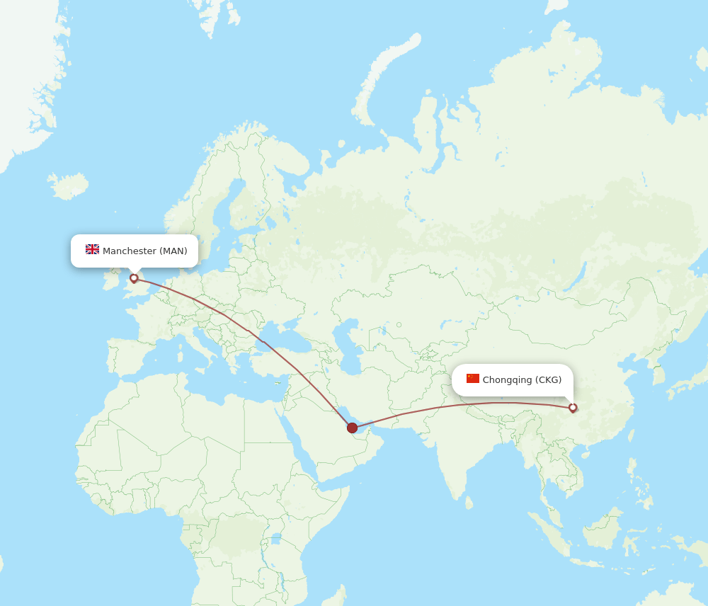 CKG-MAN flight routes