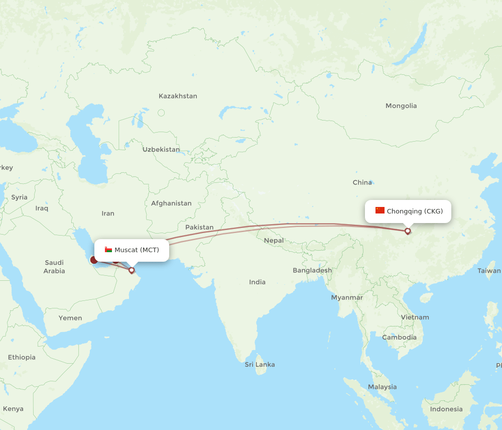 CKG to MCT flights and routes map