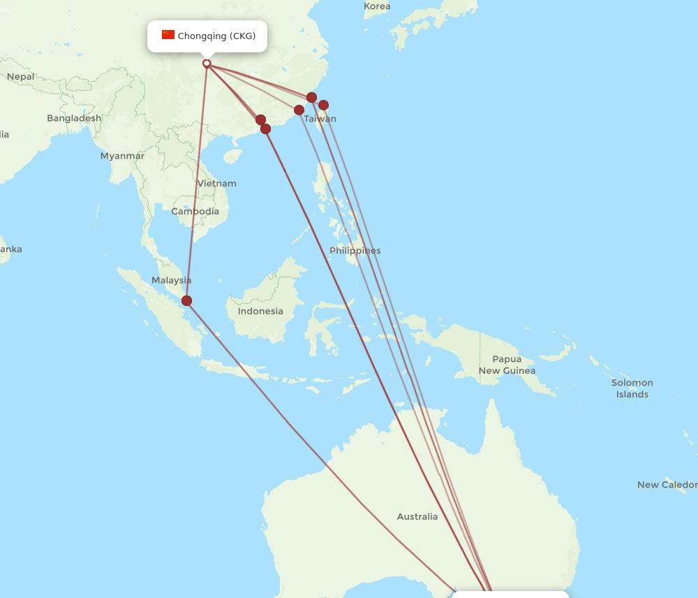 CKG-MEL flight routes