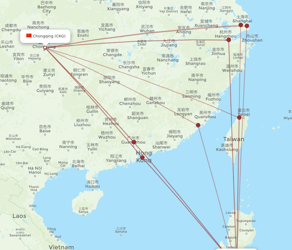 CKG-MNL flight routes